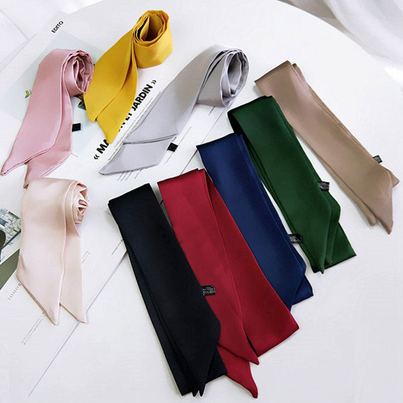 Women Solid Color Skinny Neckerchief- 9 piece multi solid color Set