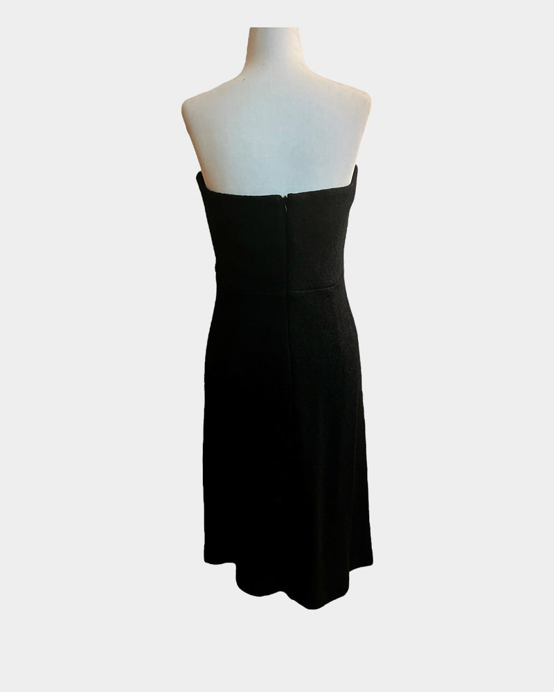 Black Strapless Crepe Wool Evening Dress