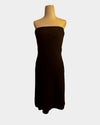 Black Strapless Crepe Wool Evening Dress