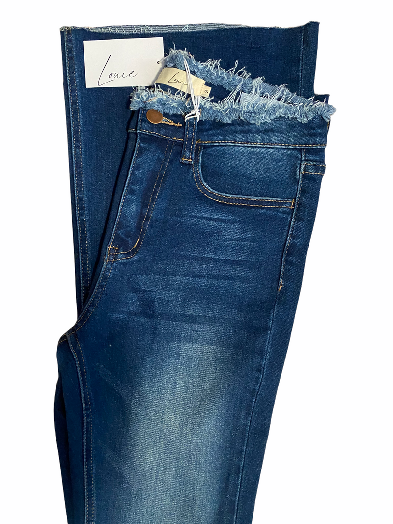 Wide Legged Jeans with Raw Hem Low Rise